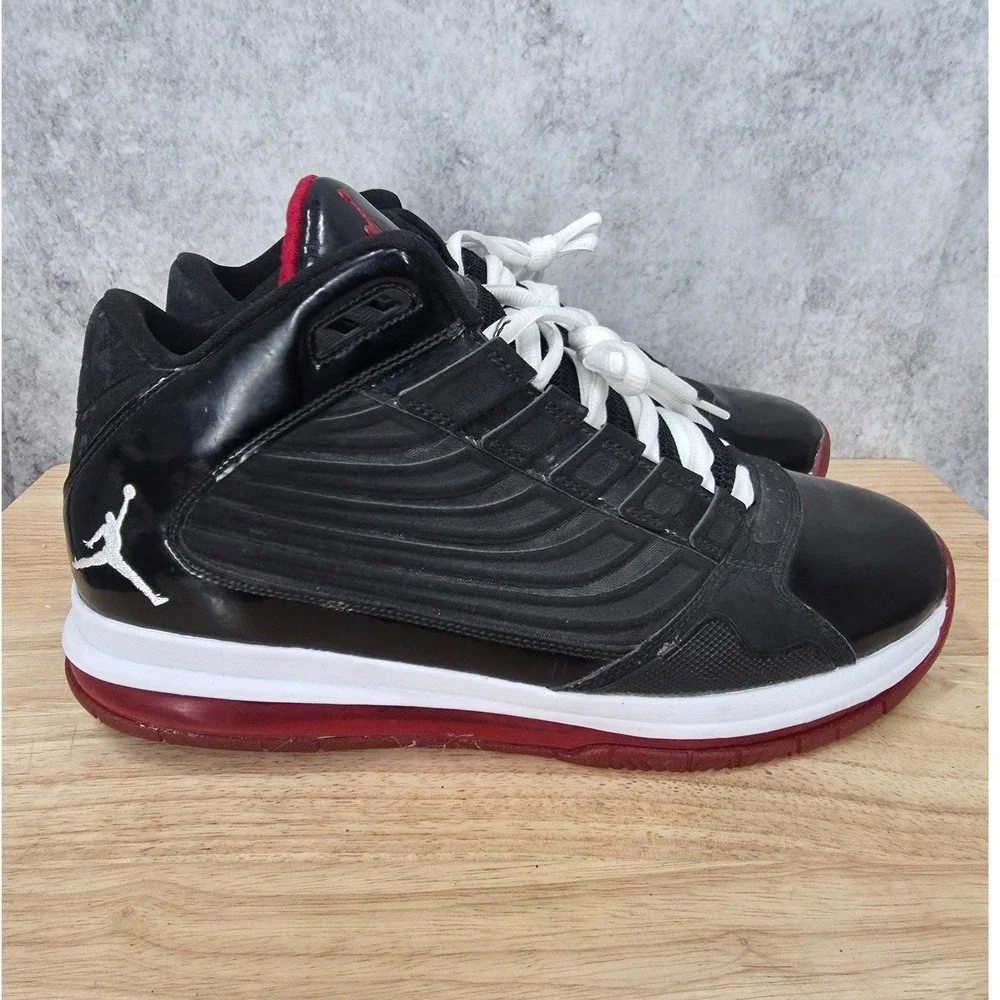 Jordan Big Ups Basketball Shoes Mens 11 Black Varsity Red Sneakers 467893-001
